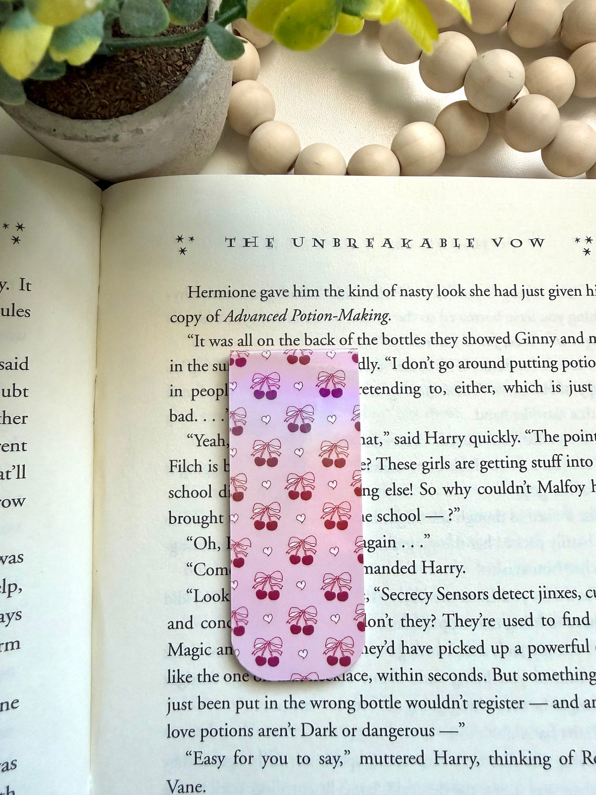 Cherry kisses holographic magnetic bookmark