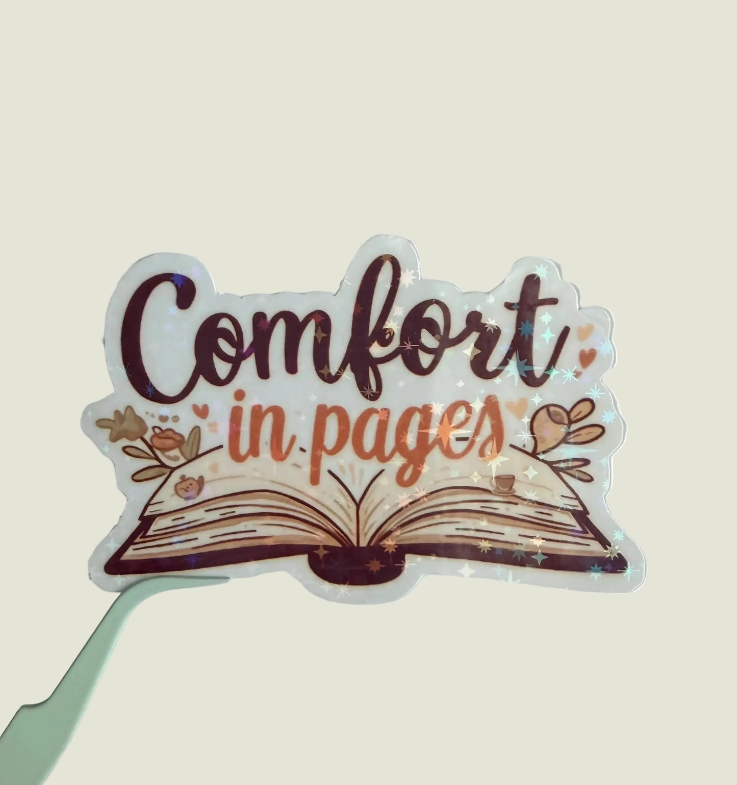 Comfort in pages holographic sticker