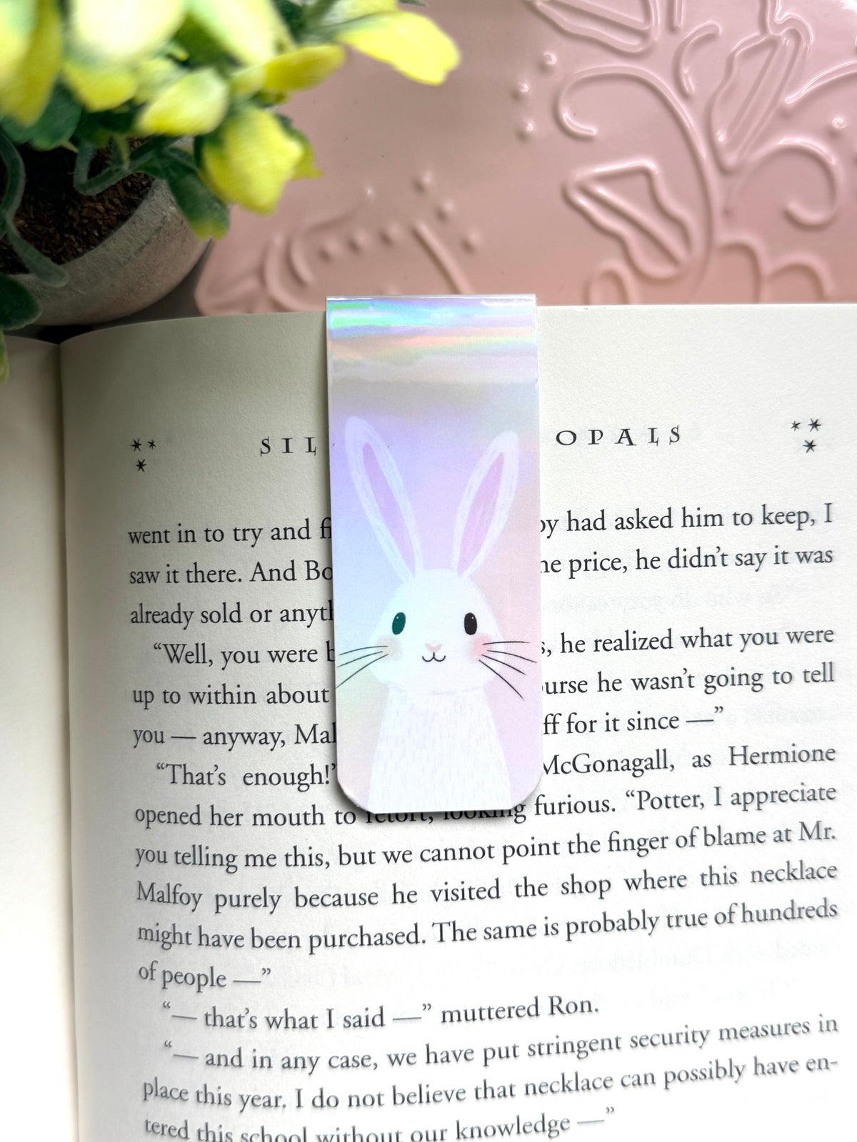 Easter bunny holographic magnetic bookmark