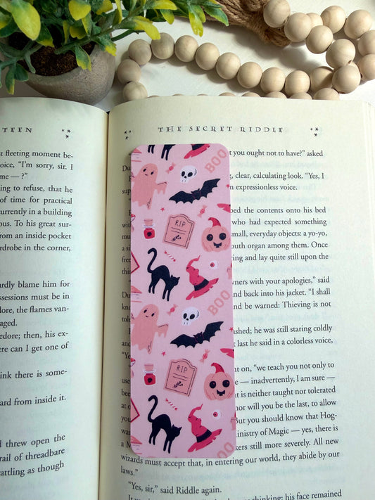 Pink Halloween Party bookmark