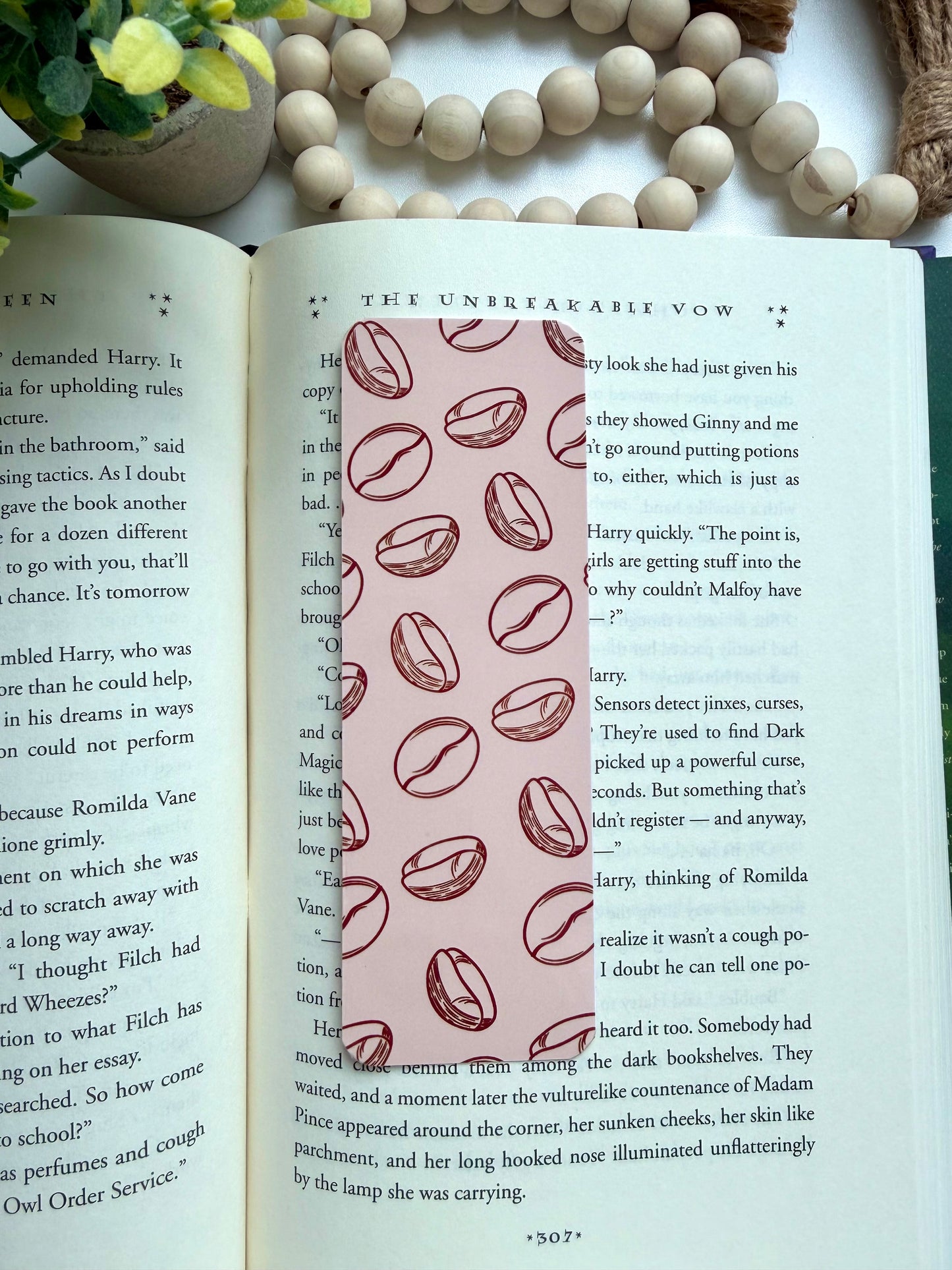 Coffee bean bookmark