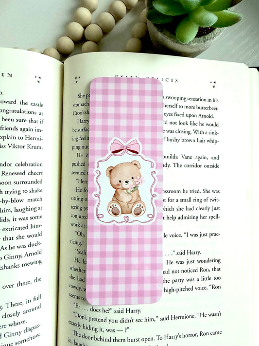 Tickle pink bear bookmark