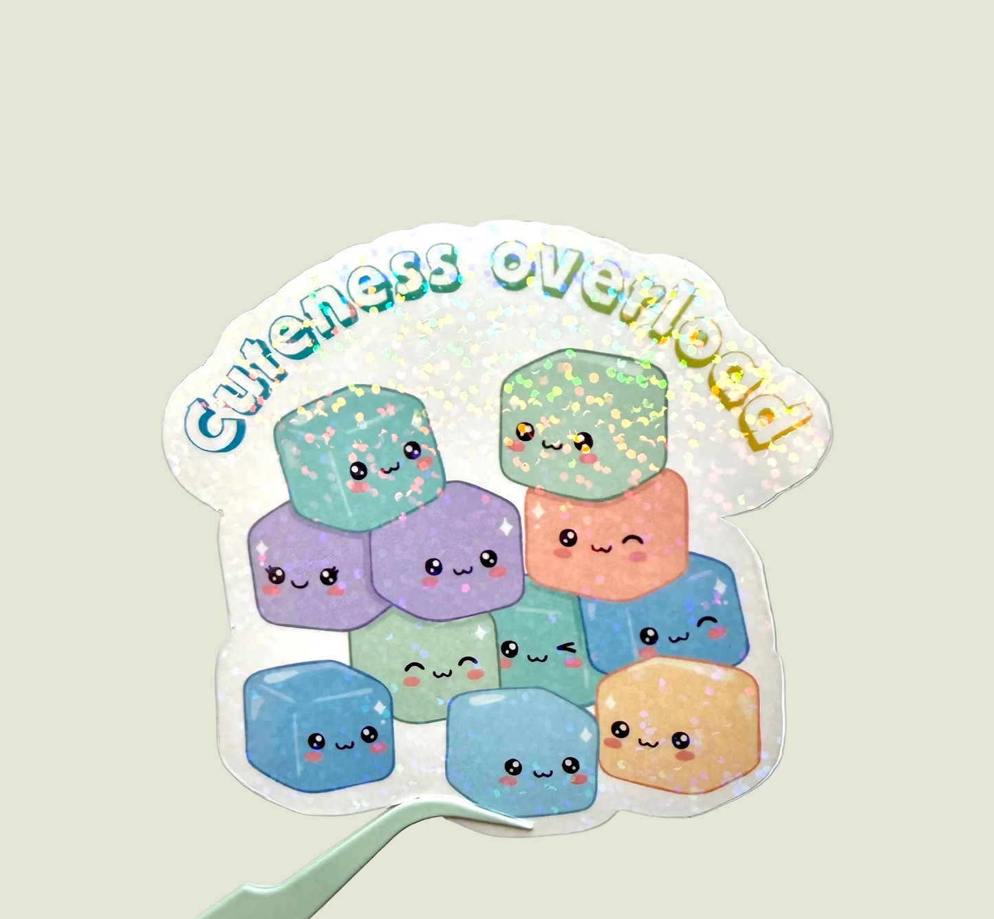 Cuteness overload holographic sticker