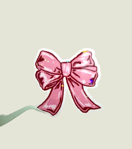 Velvet bow holographic sticker