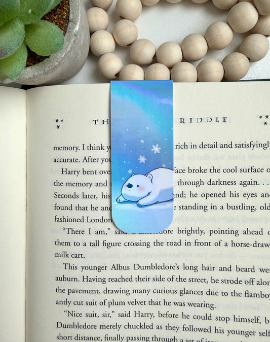 Lazy polar bear holographic magnetic bookmark