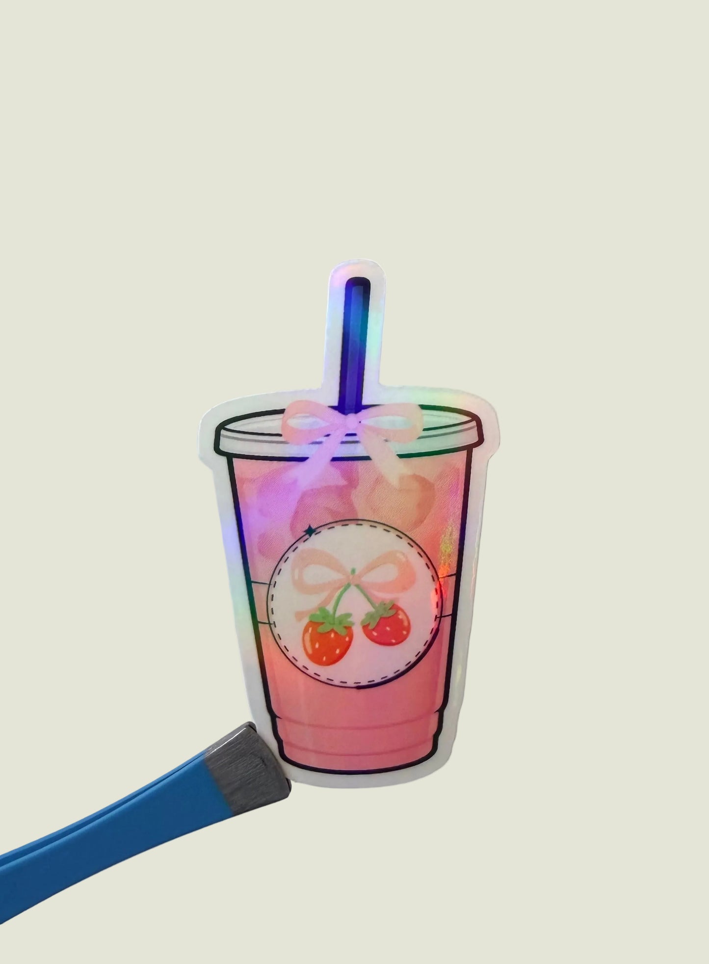 Pink drink holographic sticker