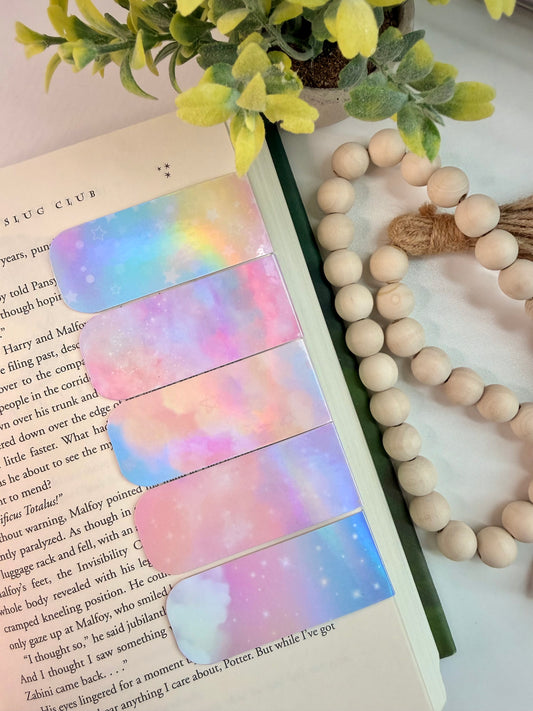 Dreamy Pastel Clouds holographic magnetic bookmark set