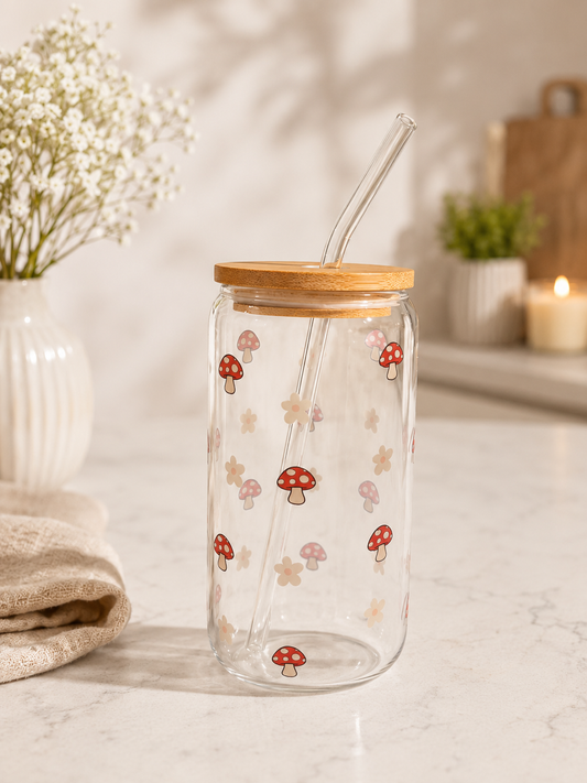 Mushroom Bloom glass can