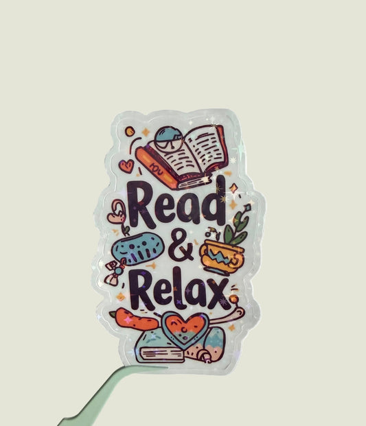 Read and relax holographic sticker