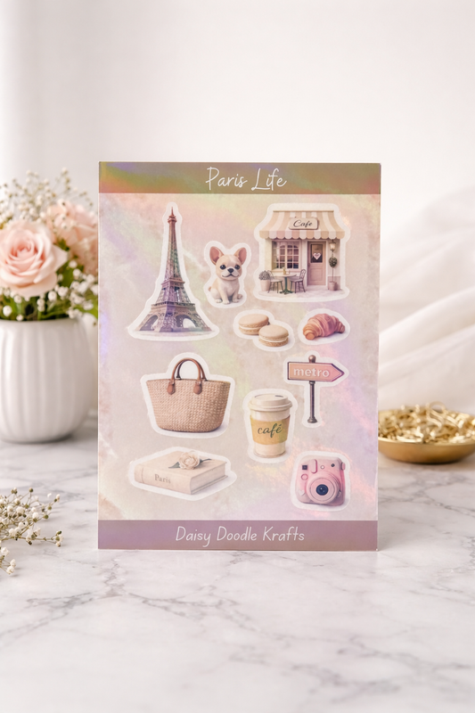 Paris life holographic sticker sheet