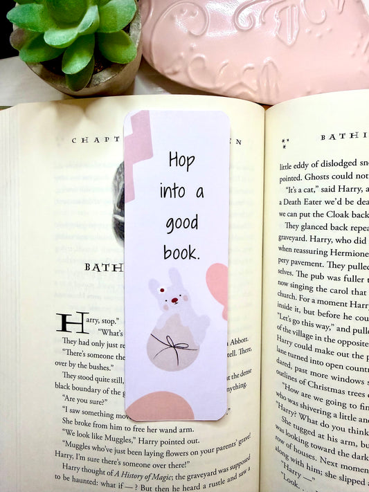 Hop into a good book bookmark