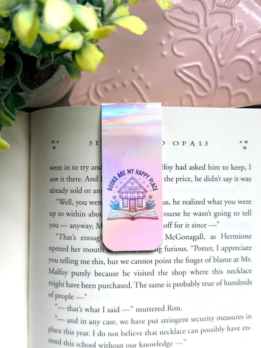 My happy place holographic magnetic bookmark