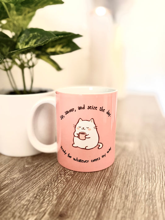Sip, savor, and seize the day mug