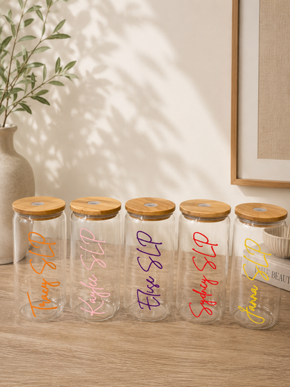 Personalized name glass cup