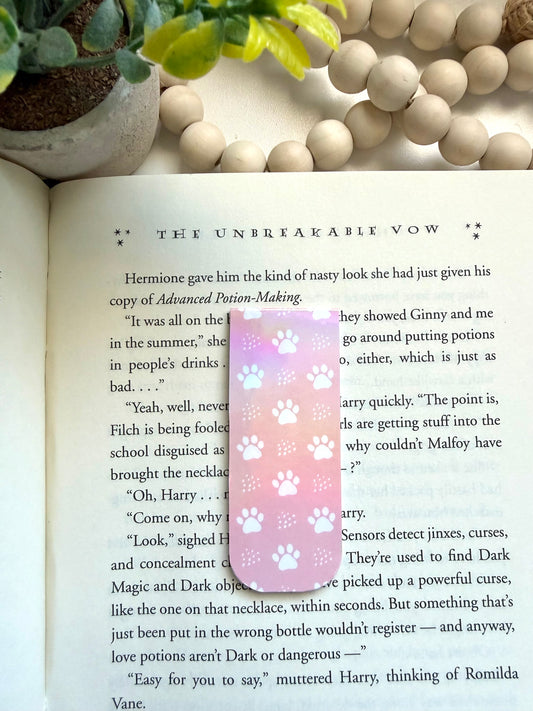 Dog paws holographic magnetic bookmark