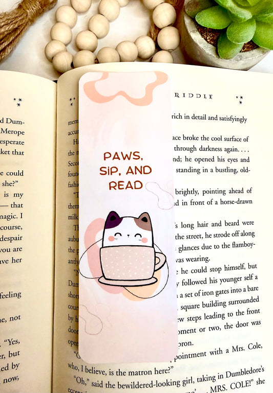 Paws, sip, and read bookmark