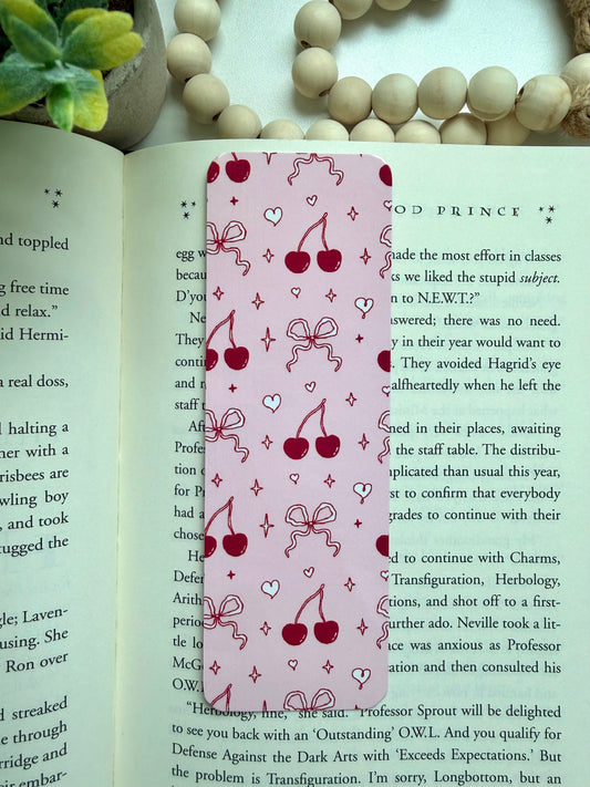 Sweet cherry bow bookmark