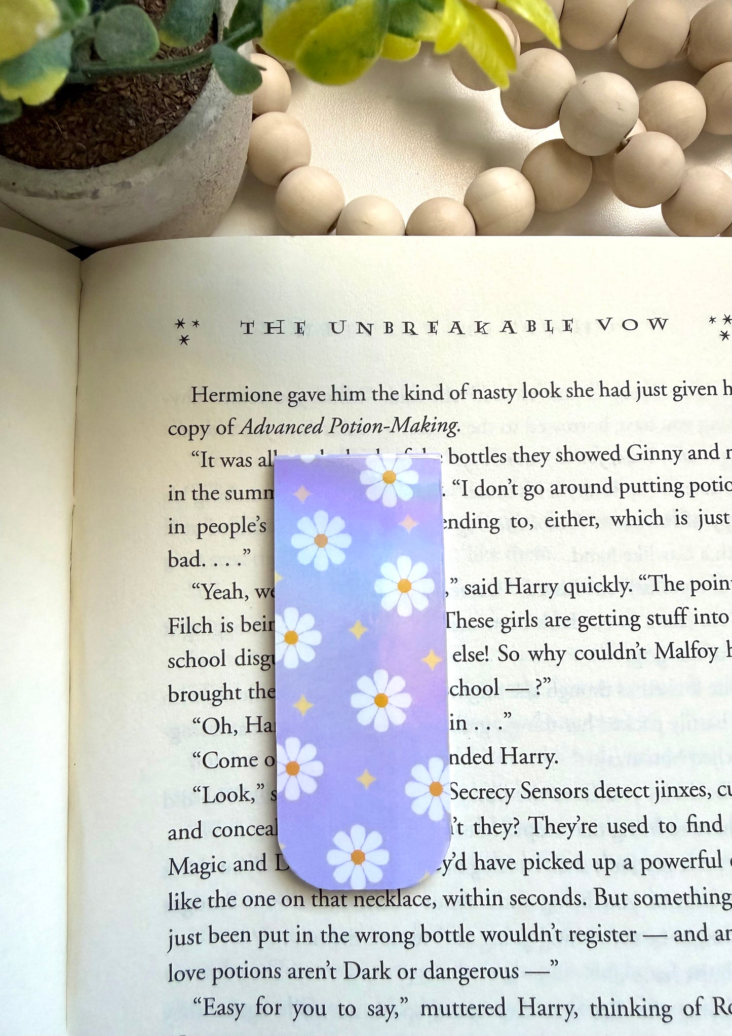 Lavender daisy dream holographic magnetic bookmark