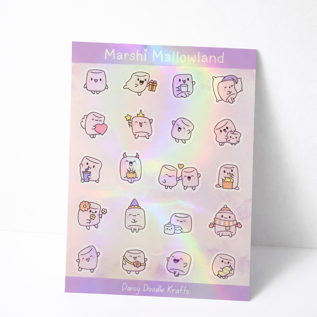 Marshi mallowland holographic sticker sheet