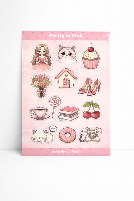 Pretty in Pink sticker sheet