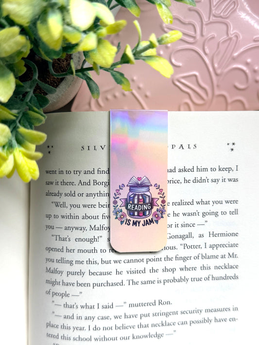 Reading is my jam holographic magnetic bookmark