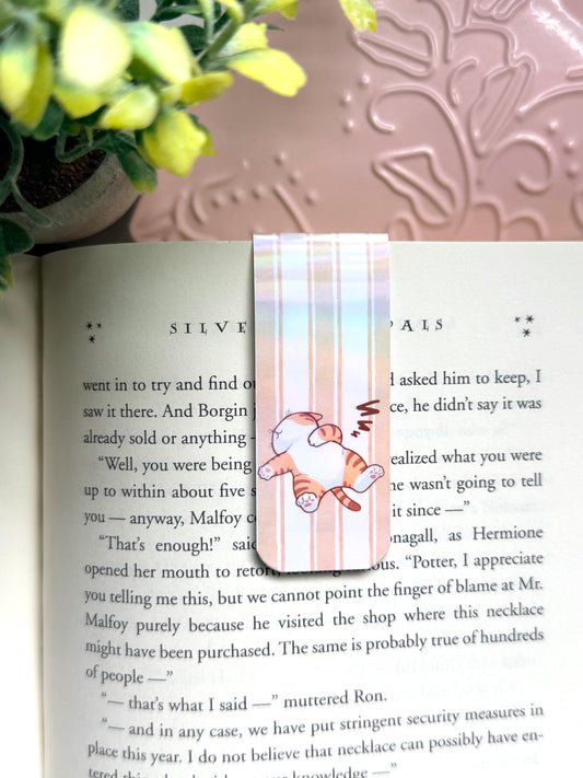 Sleepy cat holographic magnetic bookmark