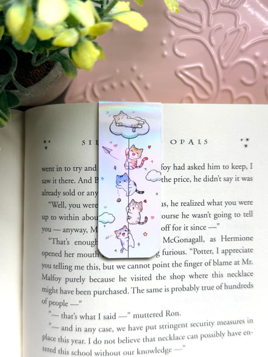 Cloud Climber Kitties holographic magnetic bookmark