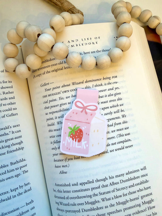 Strawberry milk magnetic bookmark