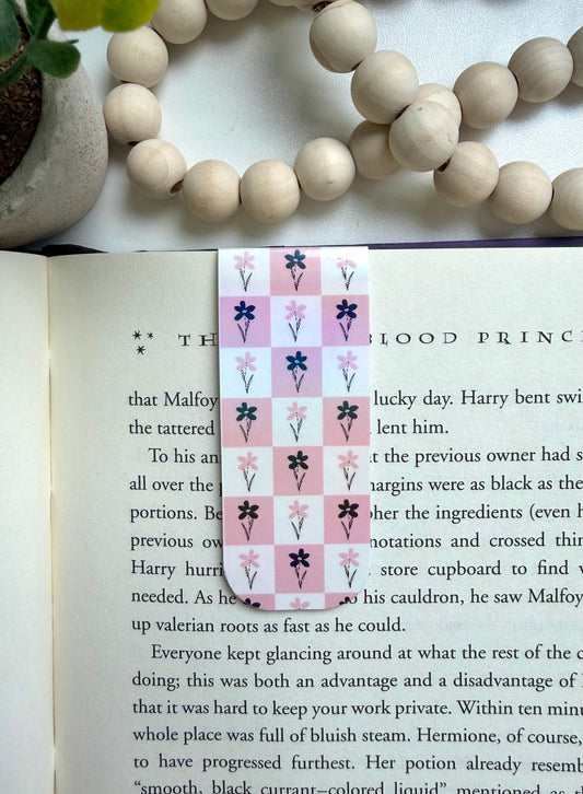 Pastel checkers holographic magnetic bookmark