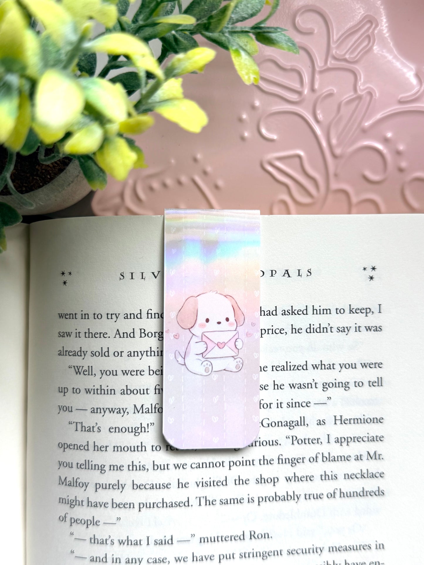 Pastel Paws & Letters holographic magnetic bookmark