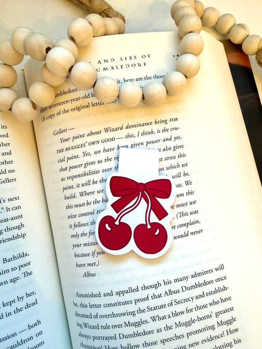 Cherry & bow magnetic bookmark