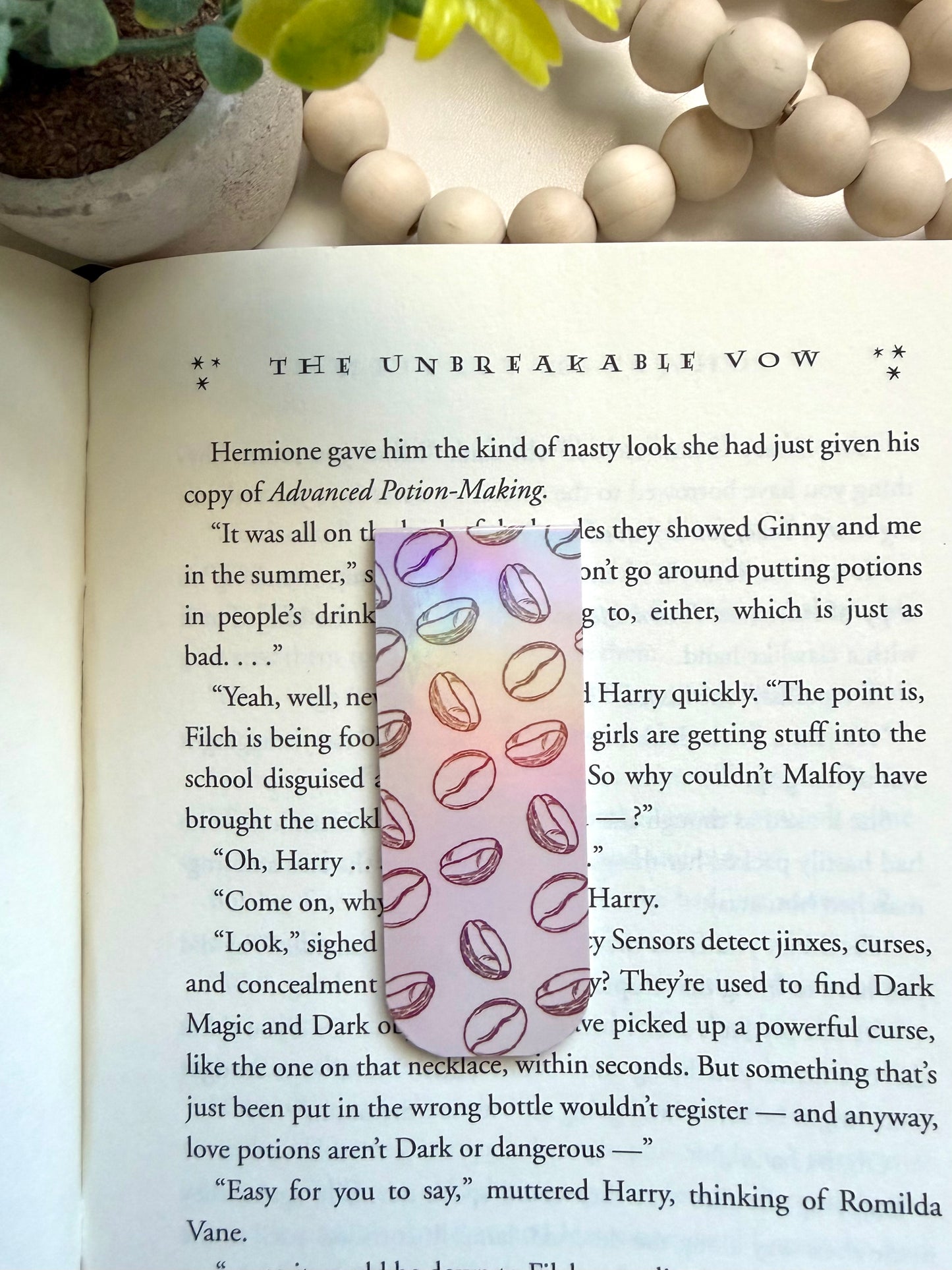 Coffee beans holographic magnetic bookmark