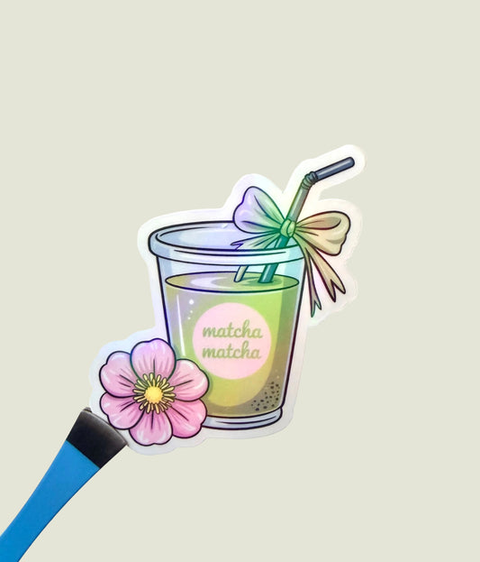 Matcha holographic sticker