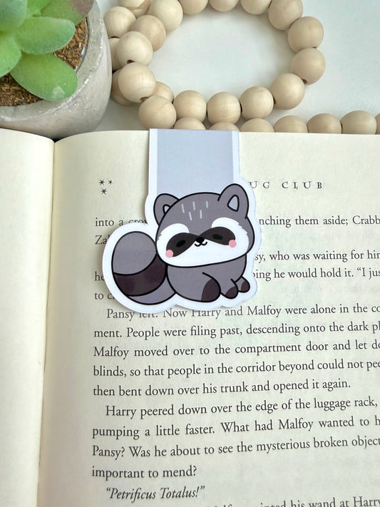 Snuggle Raccoon magnetic bookmark