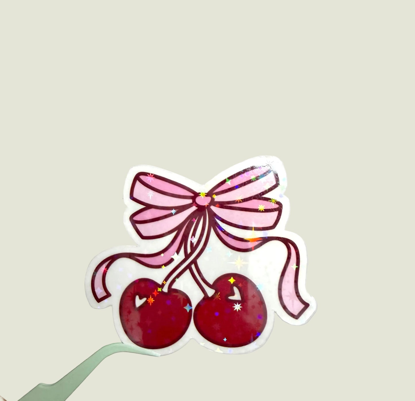 Velvet cherry holographic sticker