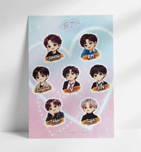 BTS anime sticker sheet