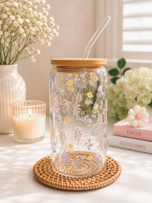 Meadow Blossoms Glass can