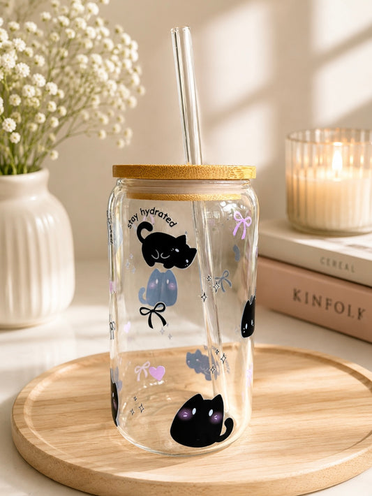 Stay hydrated kitty glass can
