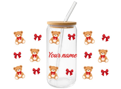 Teddy bow bliss glass can