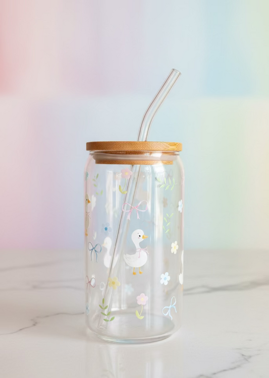 Duckling in bloom glass can