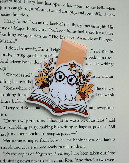 Spooky bookworm magnetic bookmark