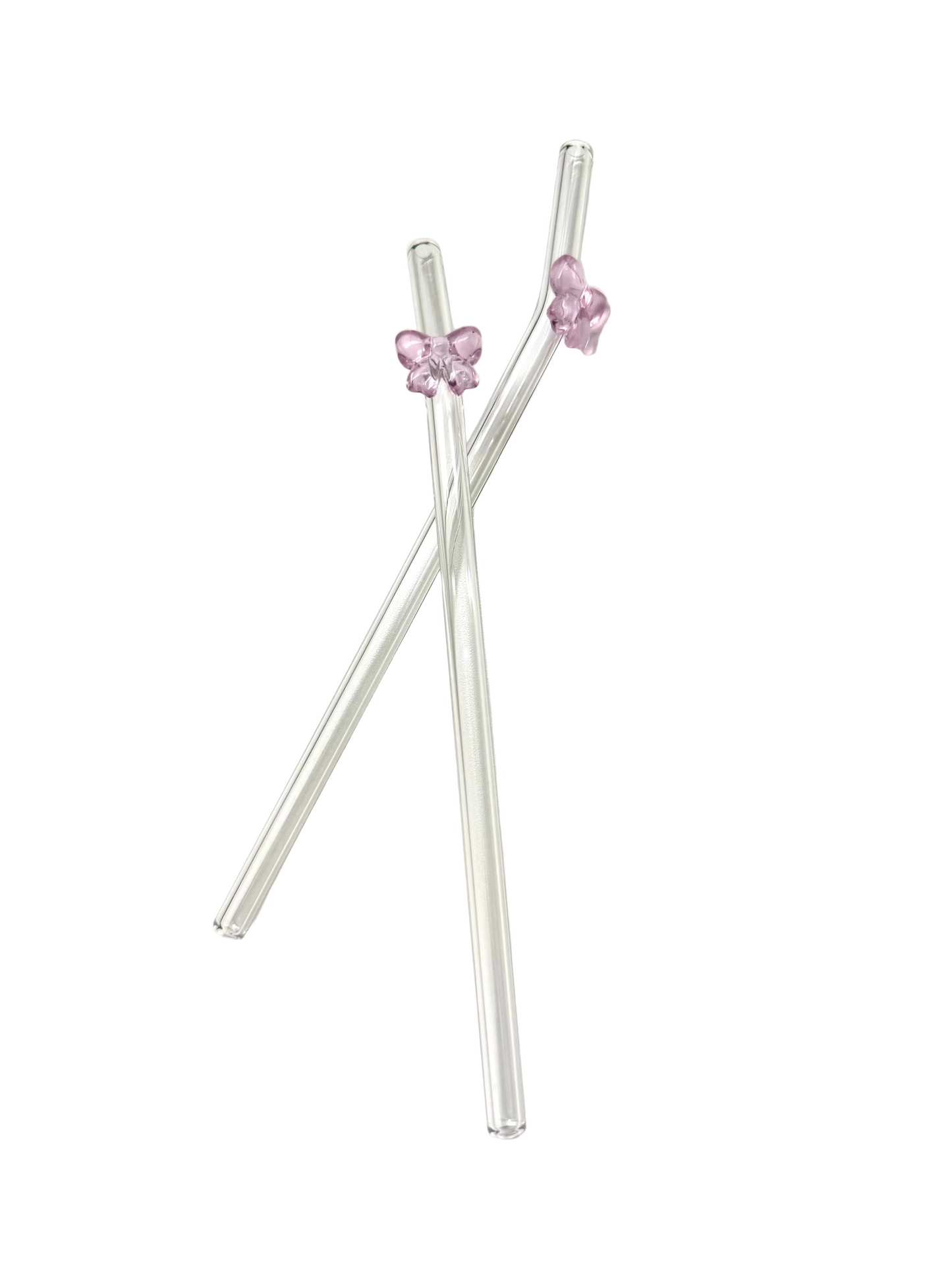 Pink bow glass straw
