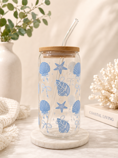 Blue tide glass can