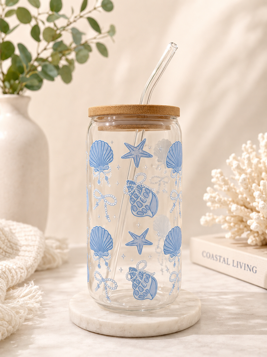 Blue tide glass can