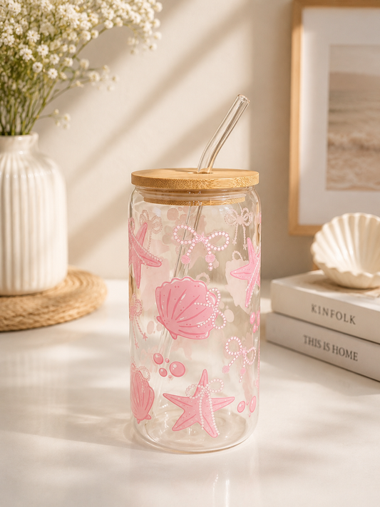 Pink tide glass can