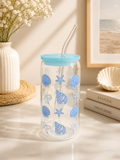 Blue tide glass can