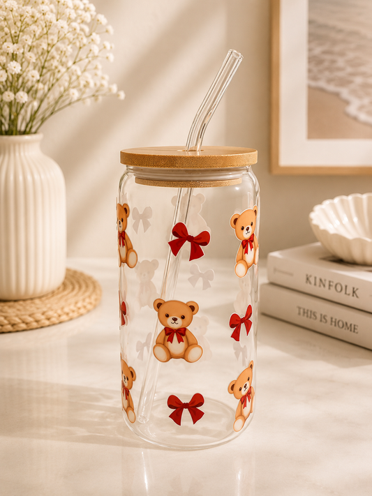 Teddy bow bliss glass can