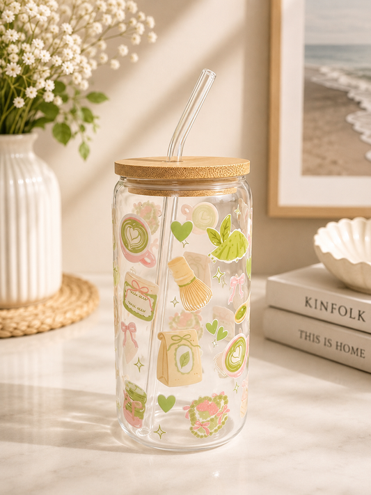 Matcha lover glass can