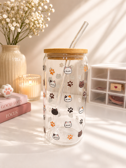 Kitty paws glass can