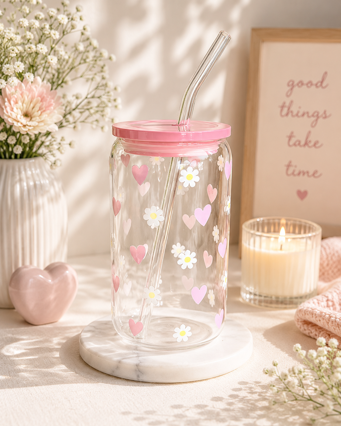 Heart in Bloom glass cup
